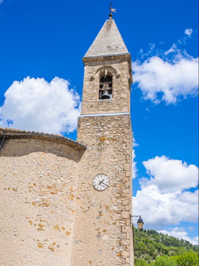 Village of Savoillans - bell tower of Saint Agricol church