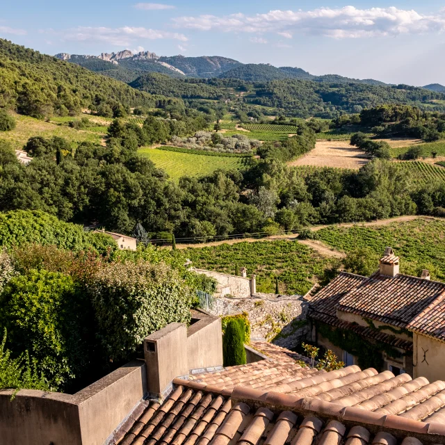 Illustrations of the village of Séguret taken on July 13, 2020.